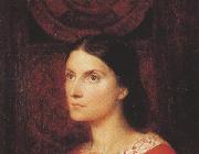Portrait of Lady Wolverton,nee Georgiana Tufnell,half length,earing a red dress (mk37), George Frederick watts,O.M.,R.A.